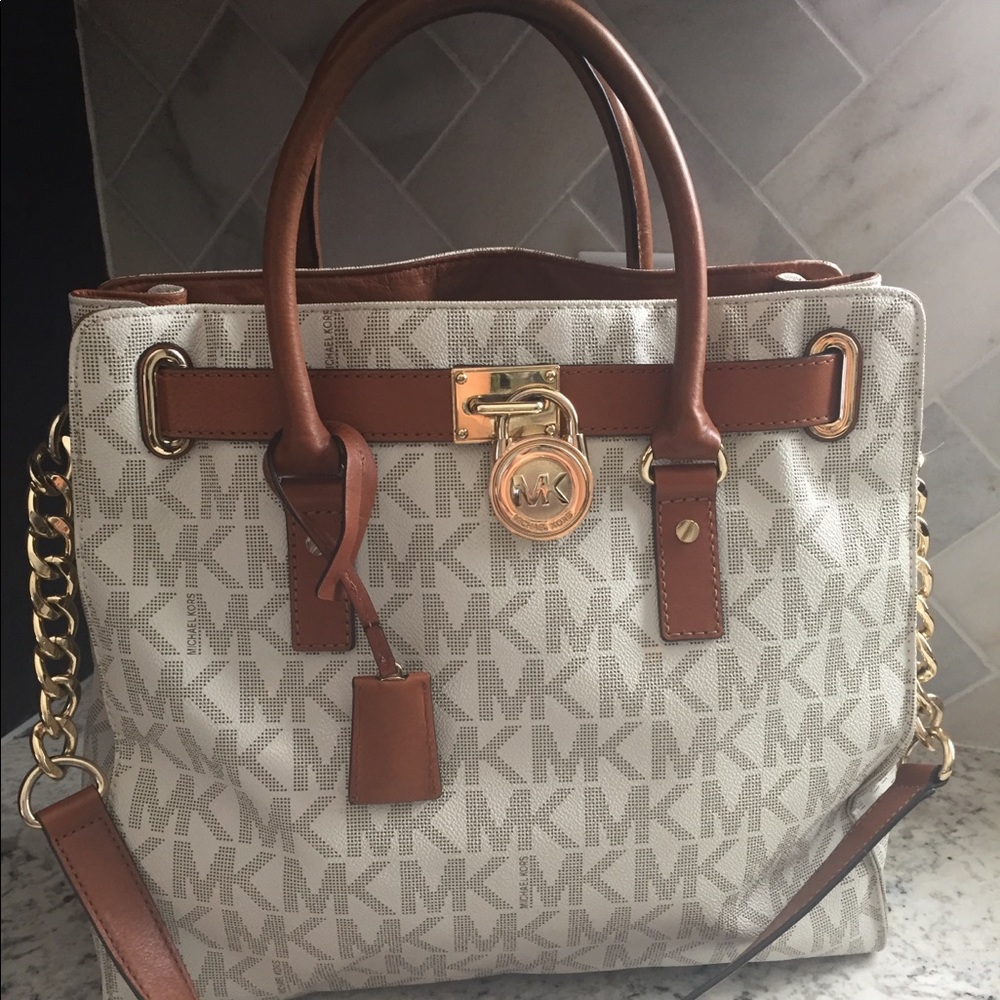 Authentic Michael Kors Lg Hamilton Off White Tote